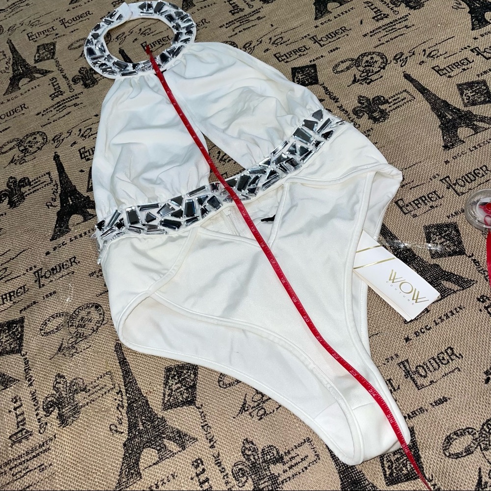 Wow Couture NWT! White Mirror Pieces Swimsuit - Picture 11 of 13